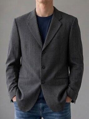 Hugo Boss Vinci/Lucca Brown Pin Stripe Wool Blazer Sport Coat Jacket Men's 42 R